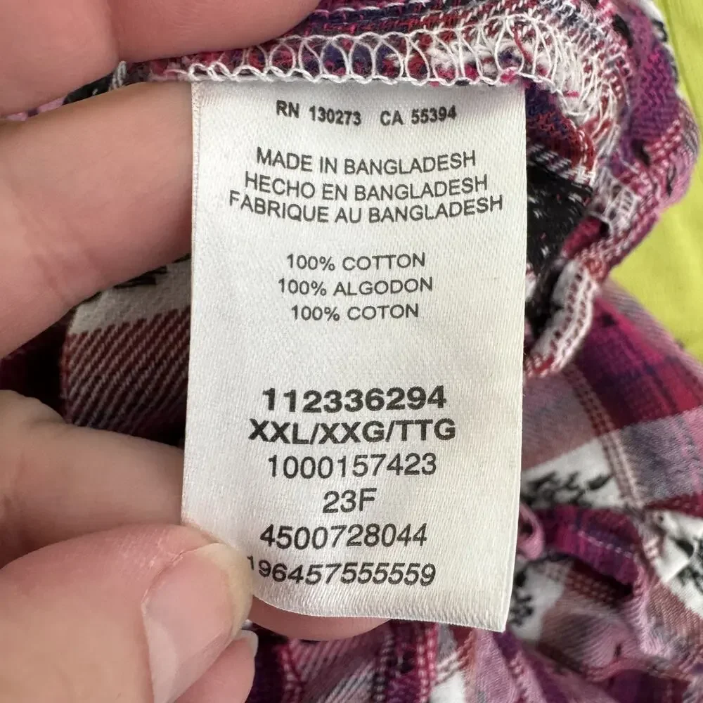 Wrangler Shirt Girls XXL Pink Plaid Western Pearl Snap Long Sleeve Ruffle Trim